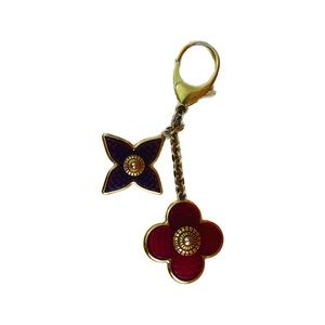 RARE LOUIS VUITTON MOSSAIC MONOGRAM FLOWER BAG CHARM KEYCHAIN RED